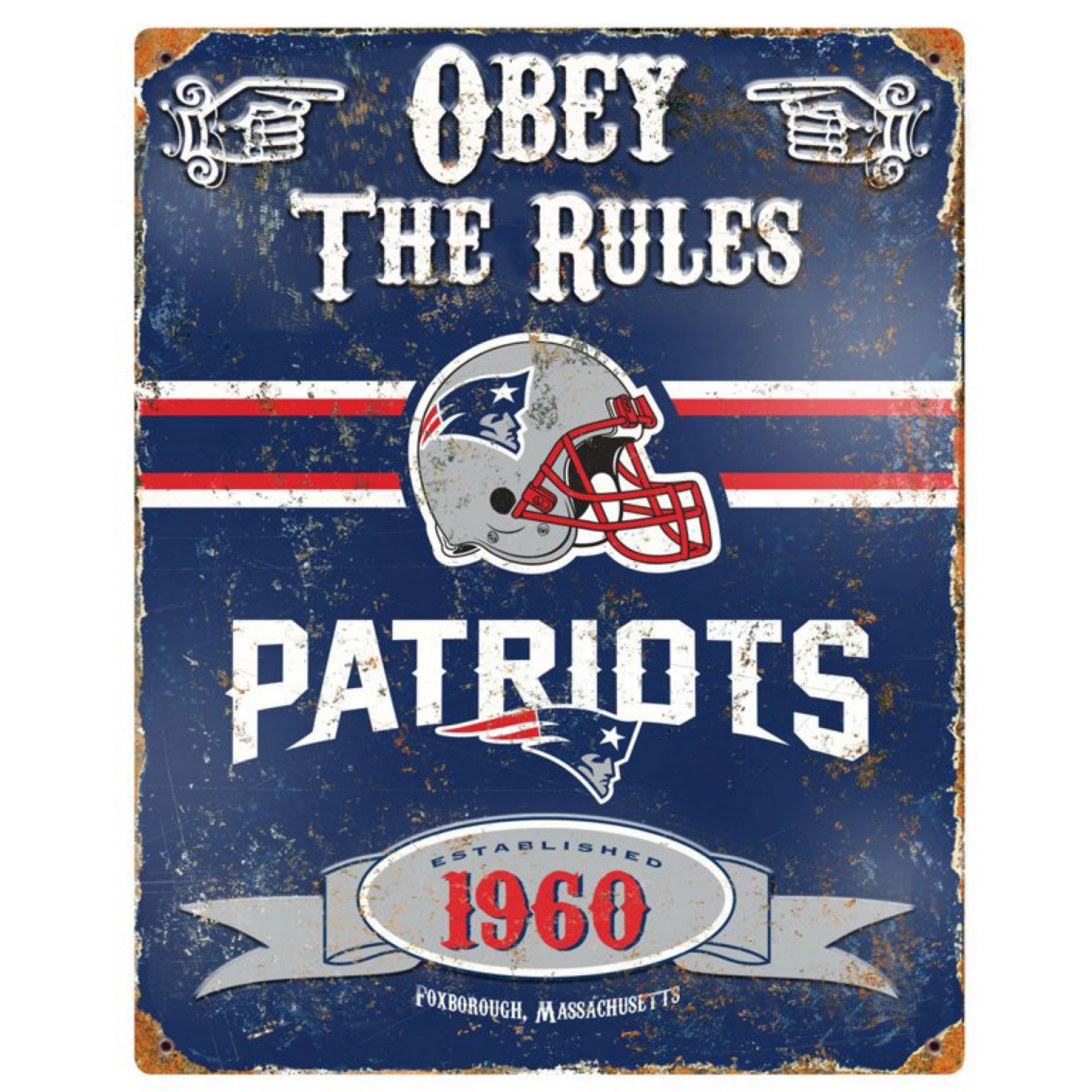 New England Patriots Obey the Rules Metal Sign