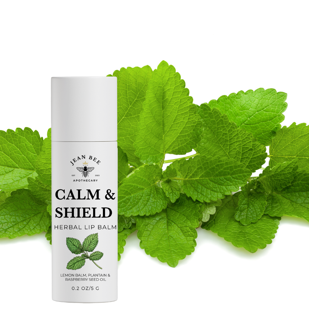 Calm & Shield Herbal Lip Balm with Lemon Balm, Plantain & Raspberry Seed Oil