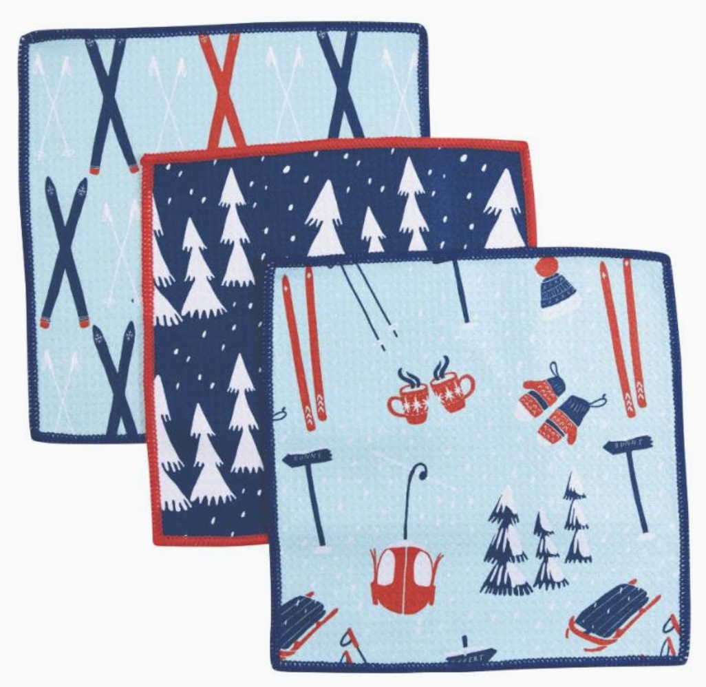 Ski Vacation Microfiber Dishcloths: Set of 3