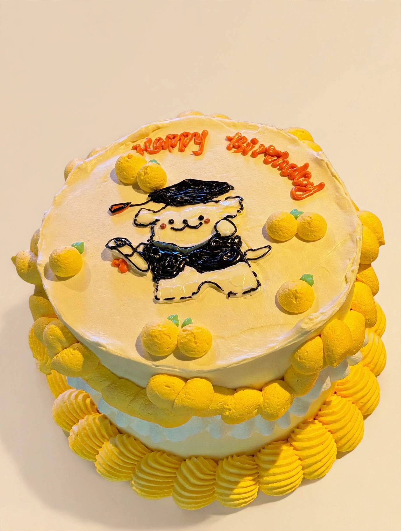 Sunny Doodle Grad Cake — HoneyMe Bakery, Bellevue