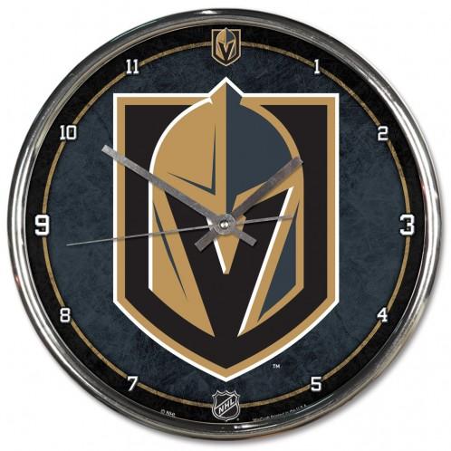 Vegas Golden Knights Round Chrome Wall Clock