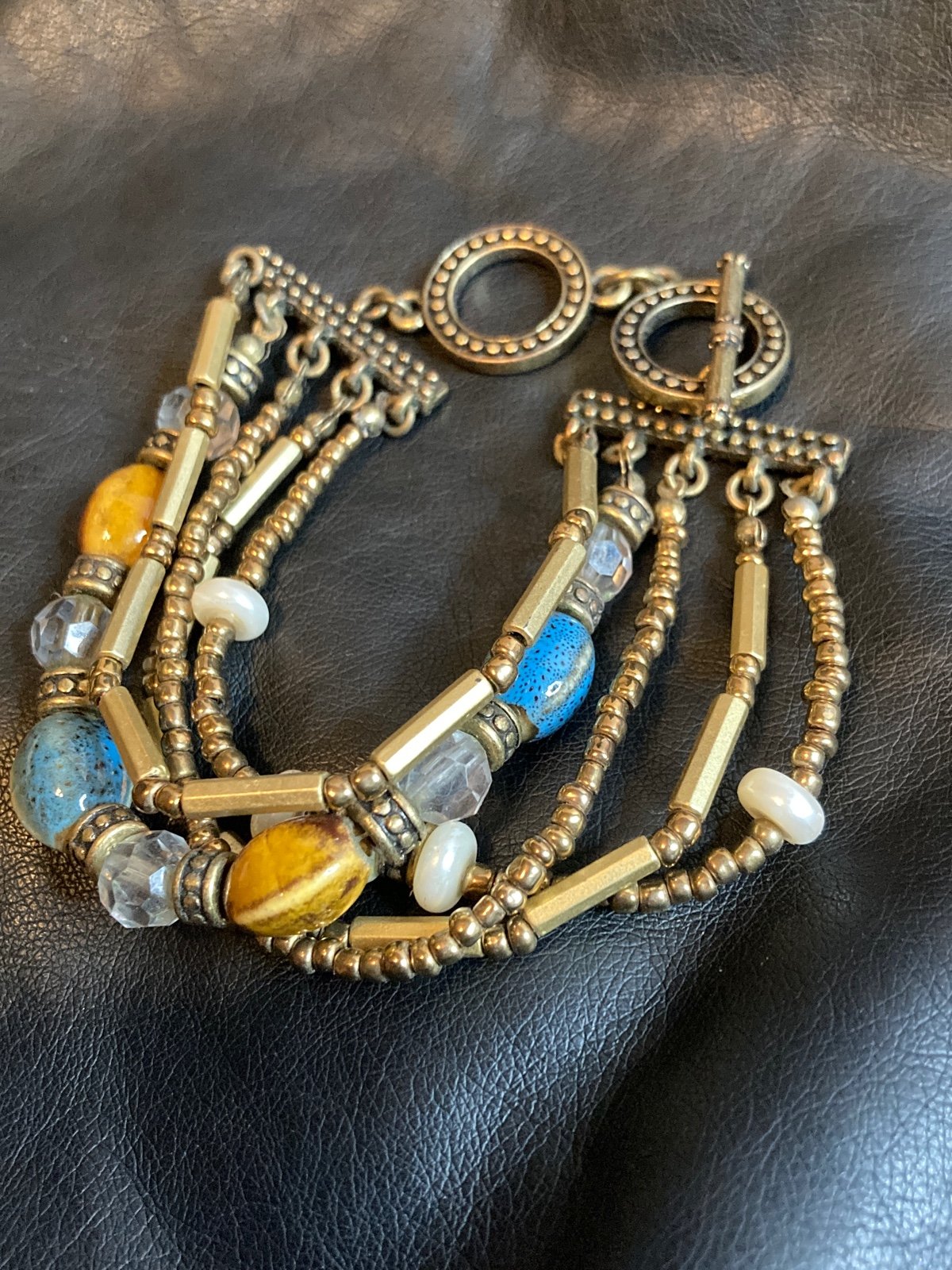 Awesome vintage boho beaded silvertone bracelet