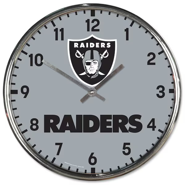 Las Vegas Raiders Round Chrome Wall Clock