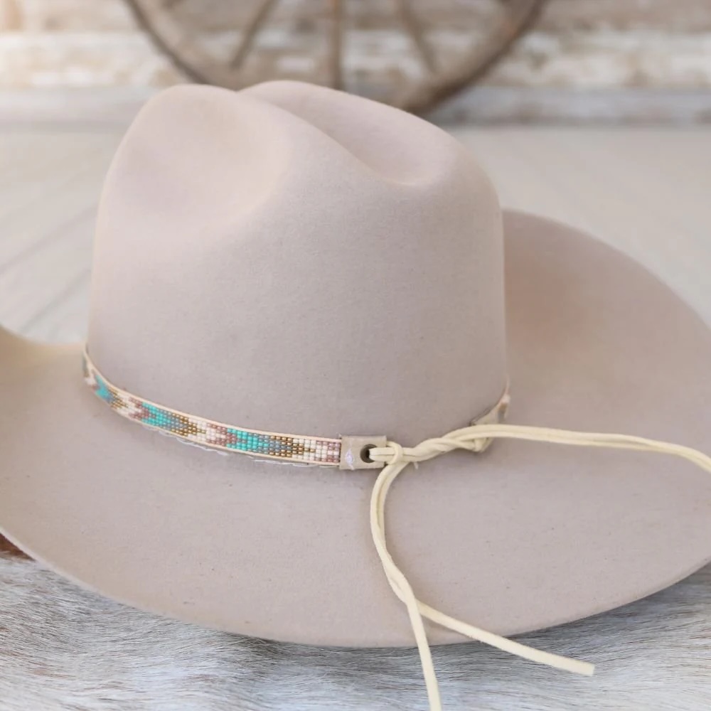 Willow - Blue Chevron Beaded Hat Band