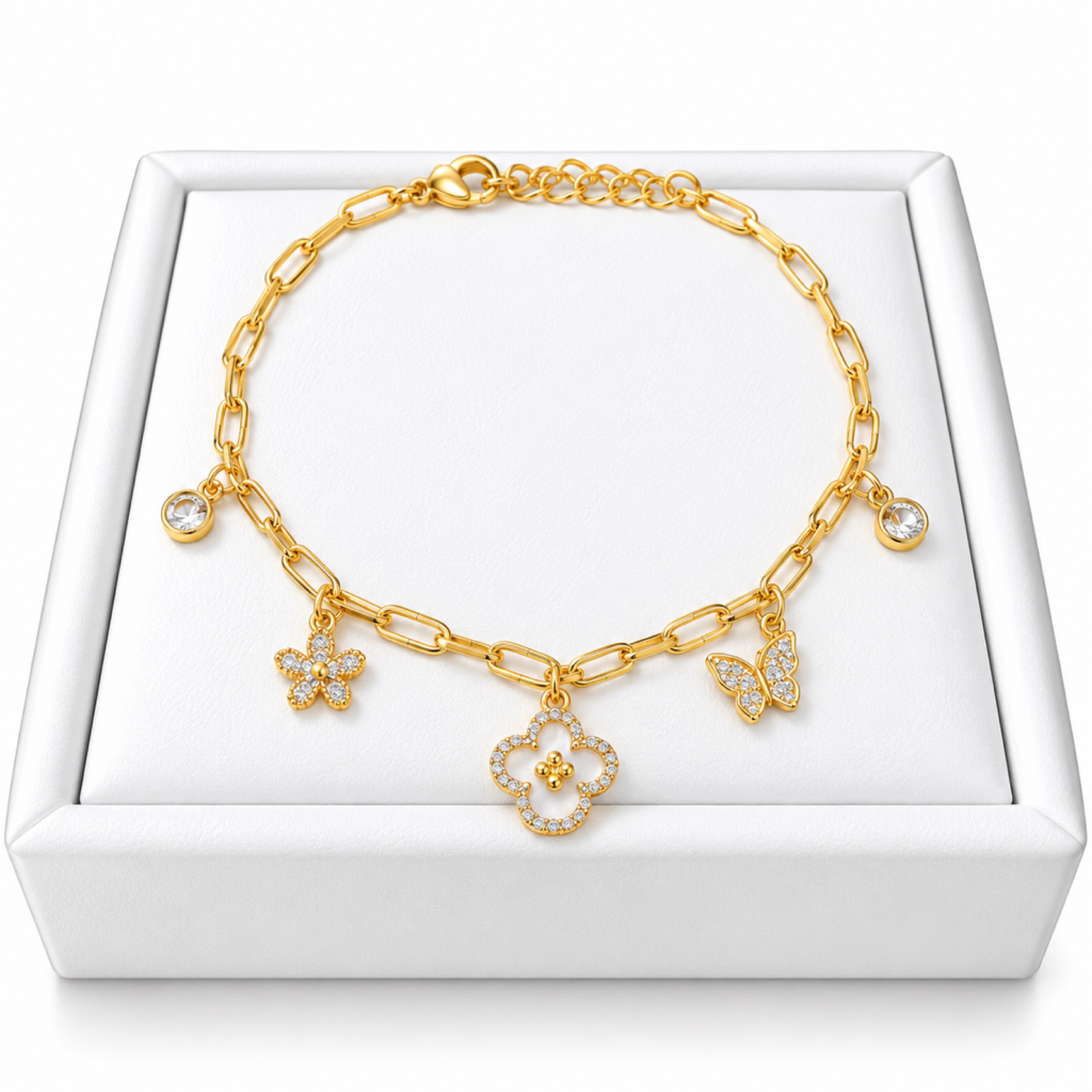 Rose Gold Clover Anklet 