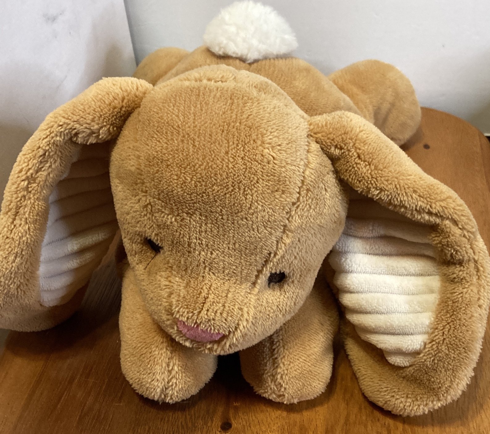 Beige Rabbit with White Crinkly Ears Rattle and Waffle texture feet/ears