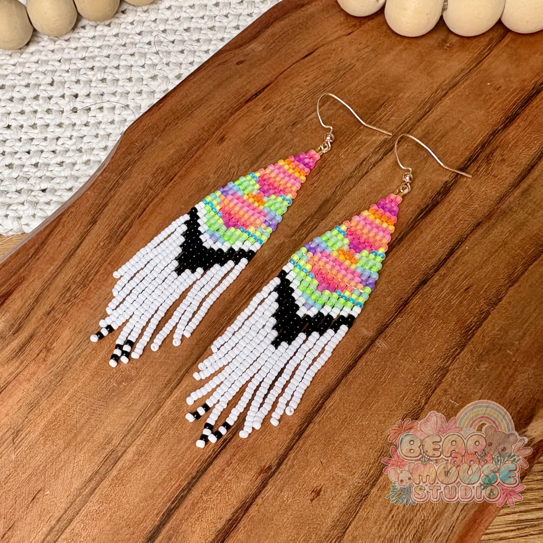 Neon Boho Stripe Fringe Earrings preview image