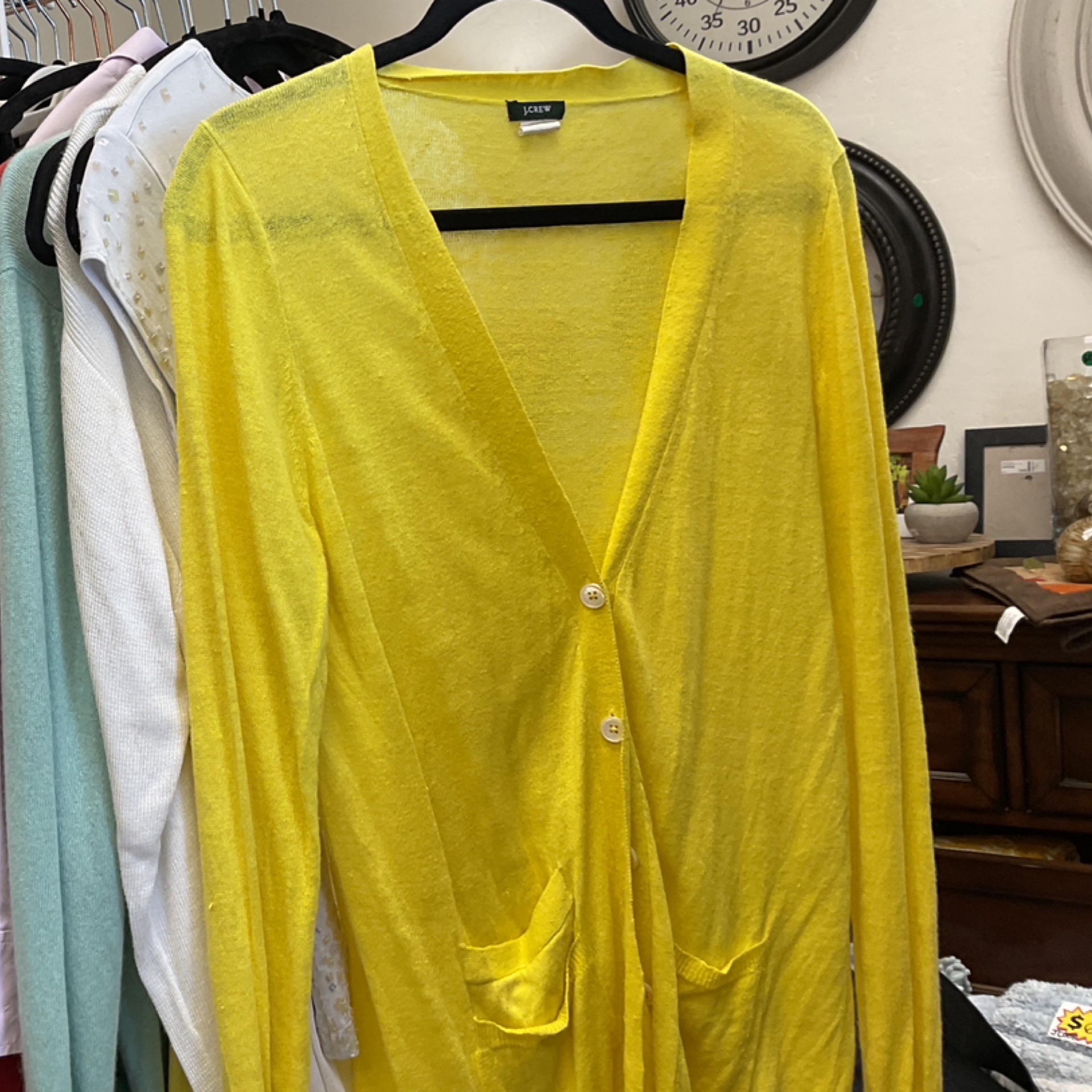J Crew Yellow Linen Cardigan