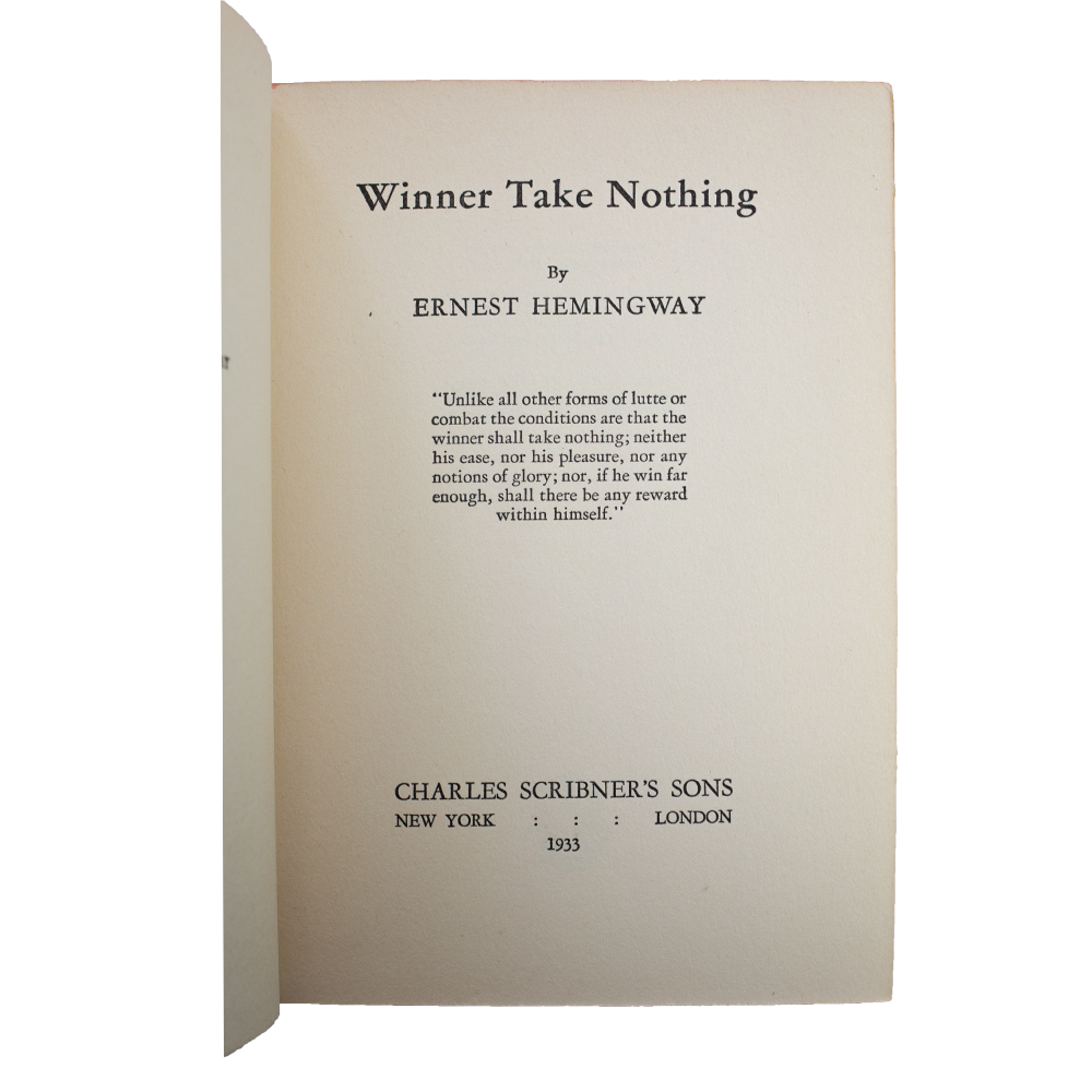 Hemingway, Ernest -- Winner Take Nothing [Book]