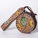 AD Leather Hide Hand Tooled Wrist Purse