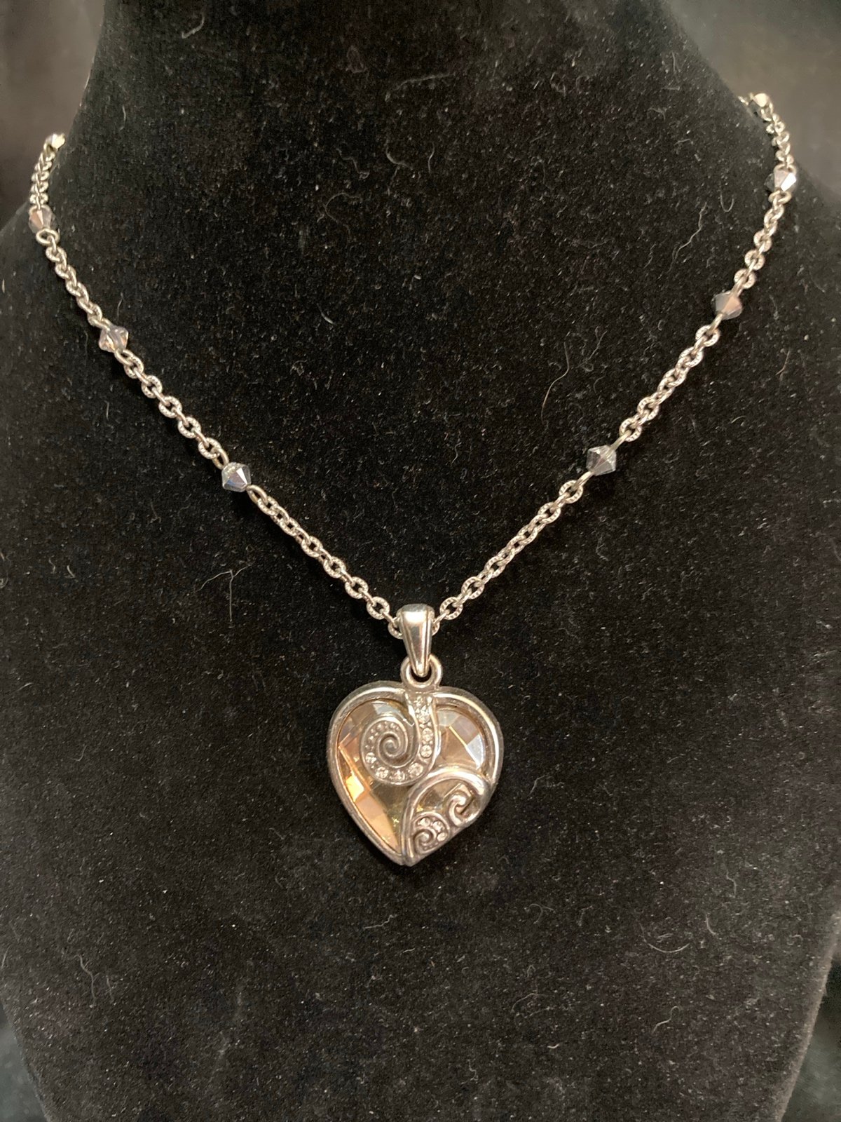 Brighton Silver-Tone Crystal & Gold Faceted Cupid's Heart Pendant