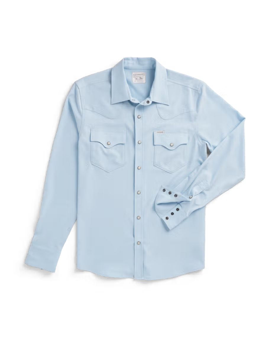 Tecovas Men's Performance Western Pearl Snap - Sky