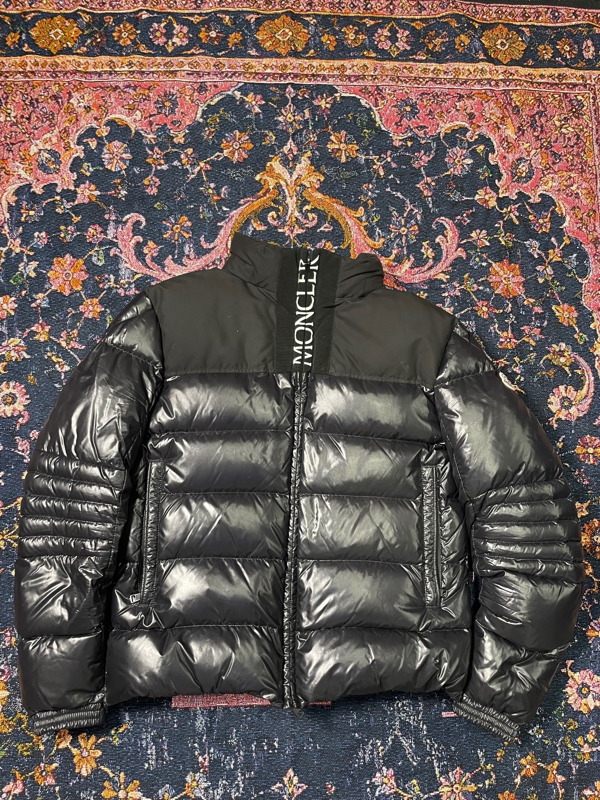 Moncler Black Synthetic Zip Front Down Jacket ( USED )
