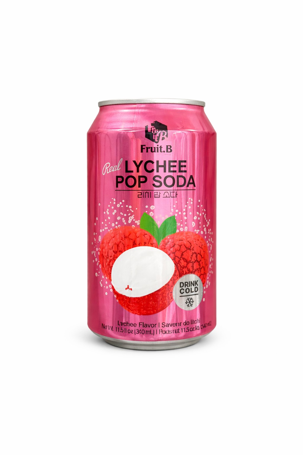 Fruit B Korea Real Lychee Cube Soda Real Lychee Pieces 11.5oz 12 Pack