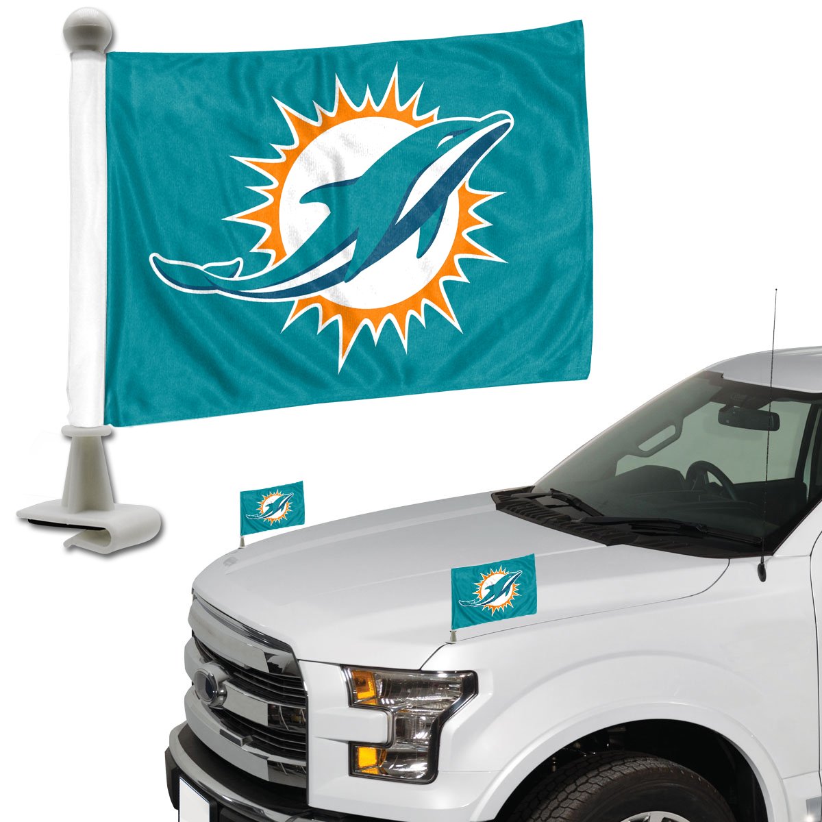 Miami Dolphins Ambassador Car Flags Set