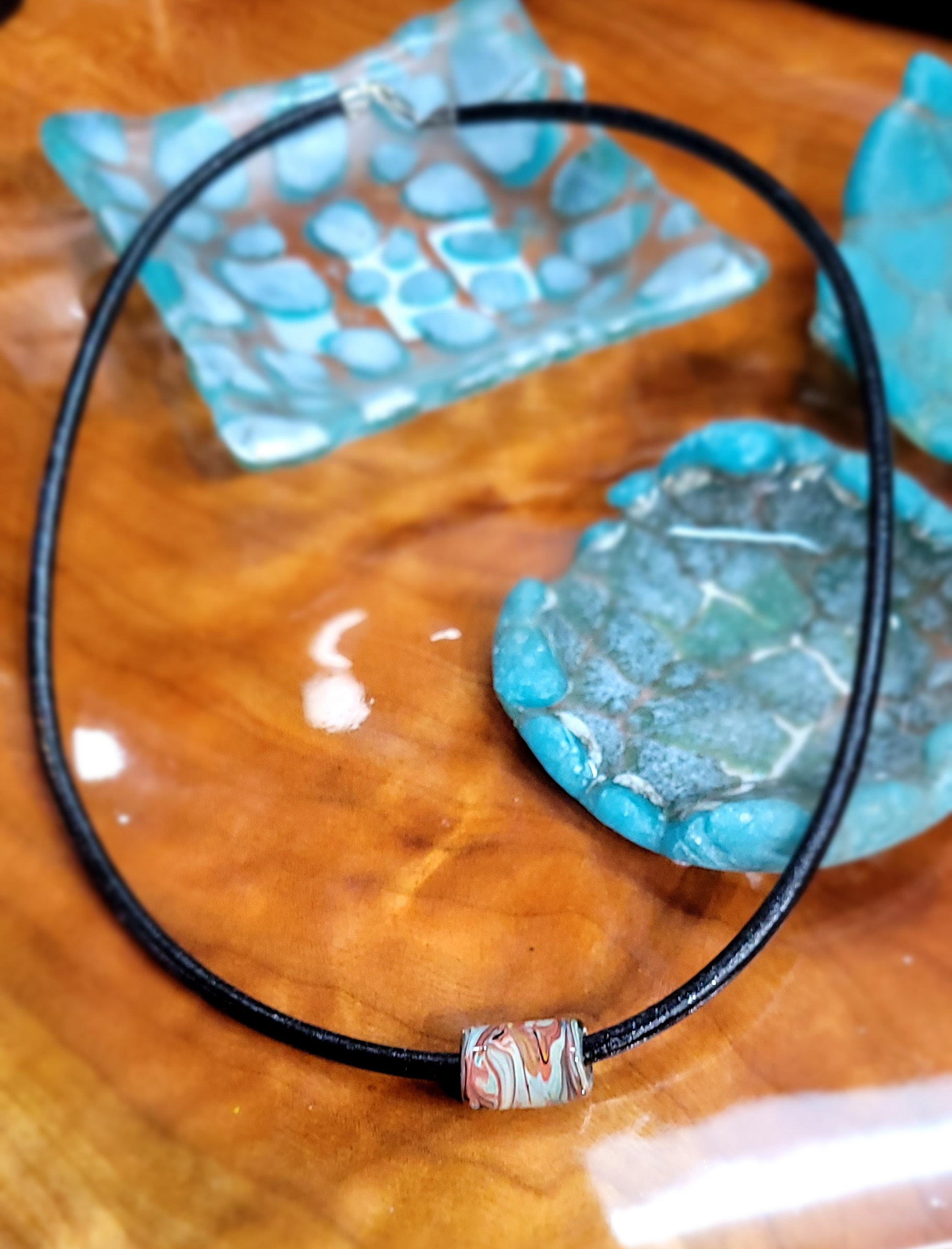 Cremation Long Bead Necklace with Sterling or Leather by Moss Creek Art