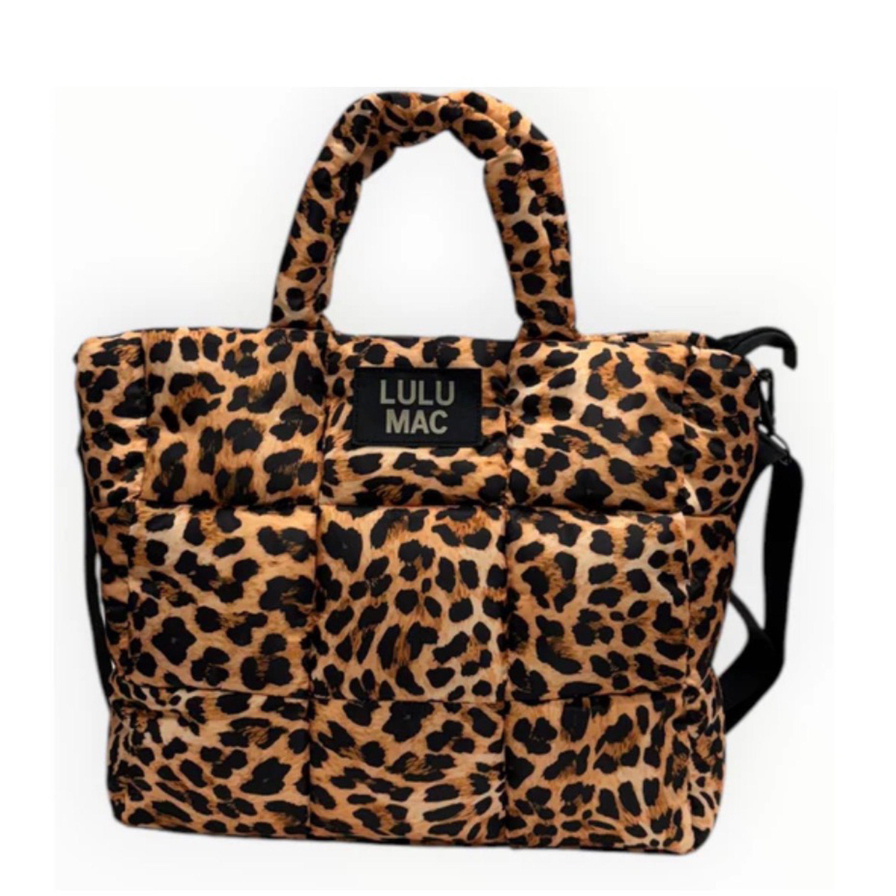 LuLumac puffer tote leopard — Bama Tan boutique, Tuscaloosa AL