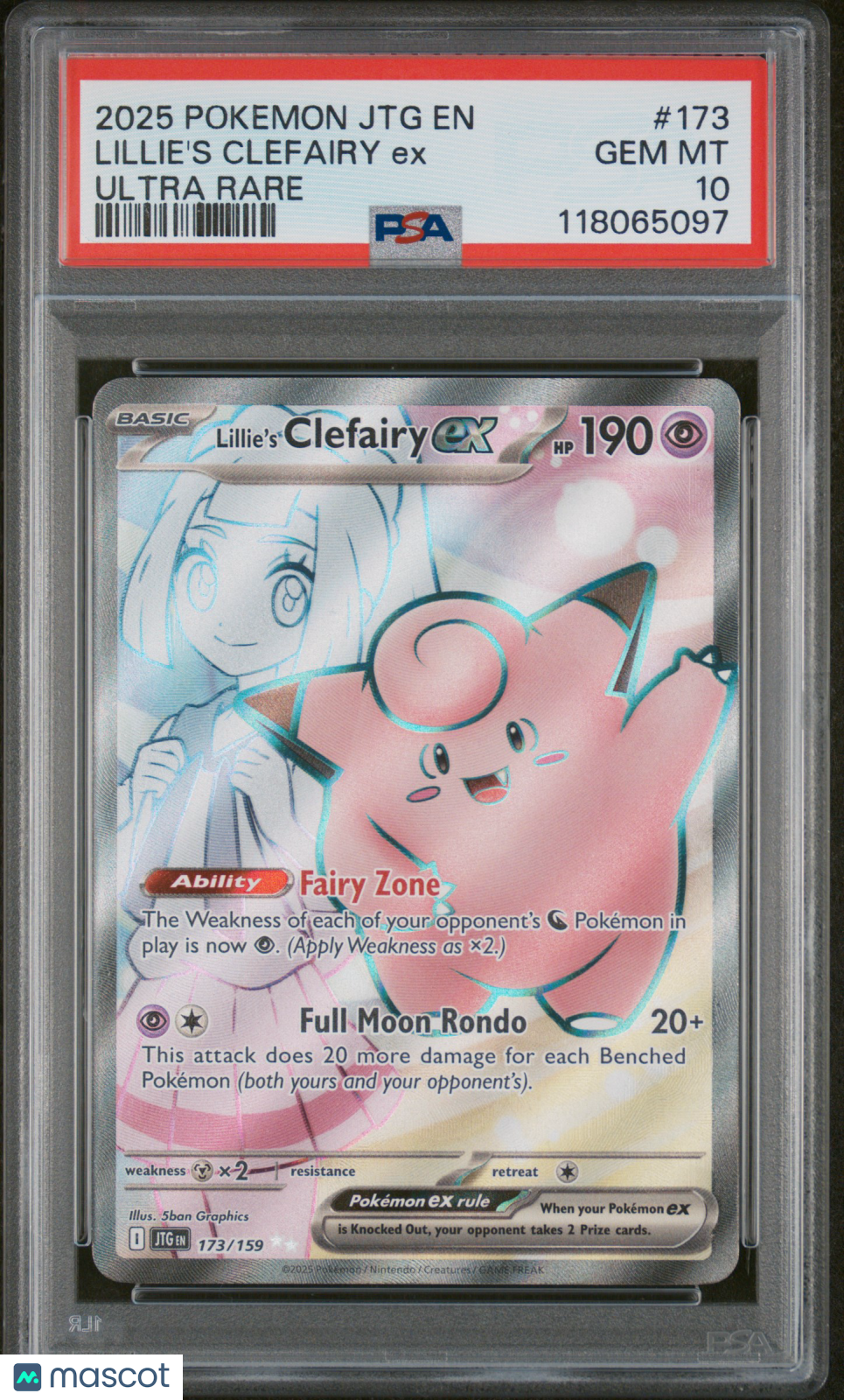 2025 Pokemon JTG EN-Journey Together Lillie's Clefairy EX Ultra Rare PSA 10 #173