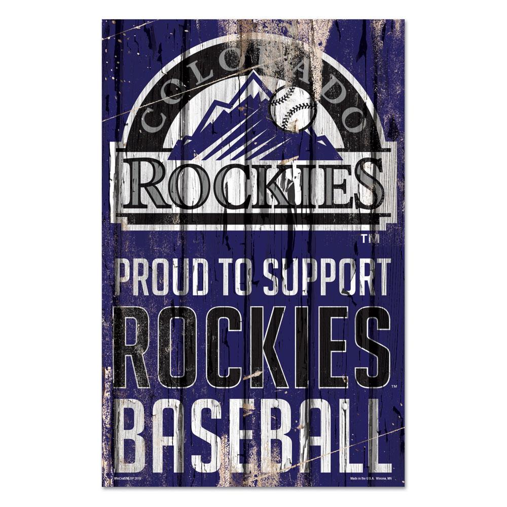 Colorado Rockies Proud to Support Wooden Sign 11x17"