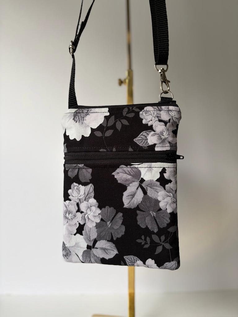 Small Crossbody Bag – Black & White Blooms, photo 6 of 7
