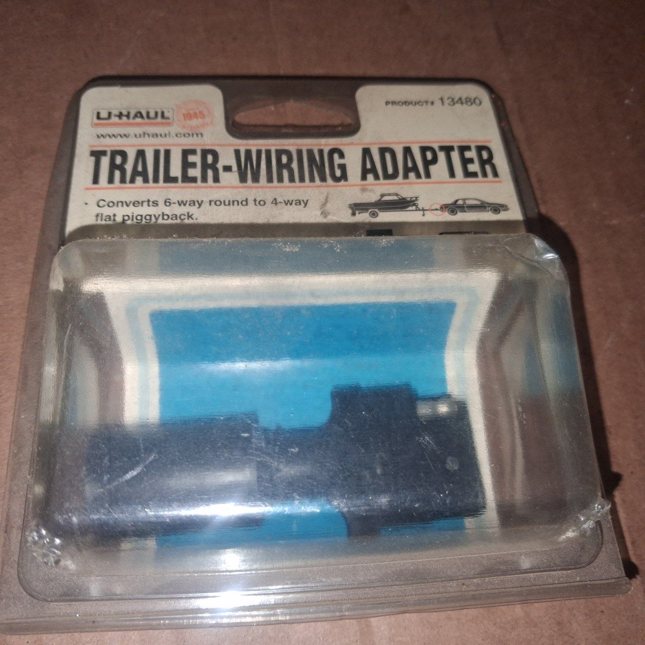 U-Haul 13480 Trailer Wiring Adapter 6-Way Round to 4-Flat Piggyback NOS