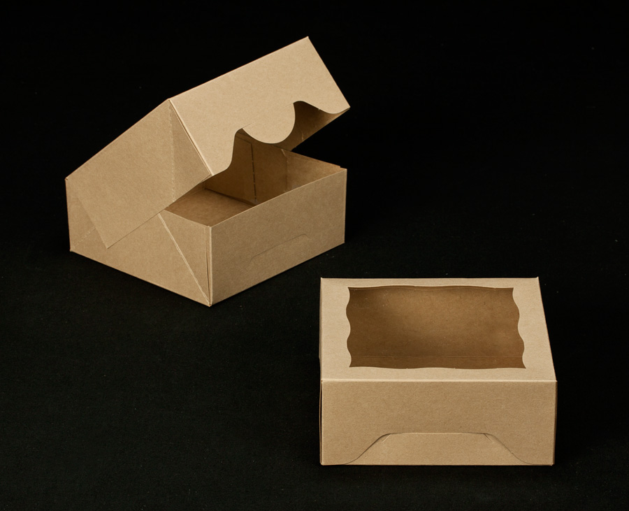 2506 - 6" x 6" x 2 1/2" Brown Timesaver Box with Window