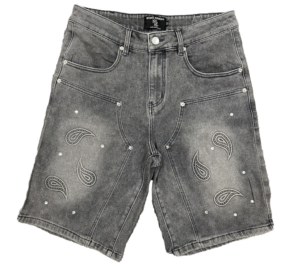 MIXED EMOTION ‘Paisley’ Denim Grey Shorts