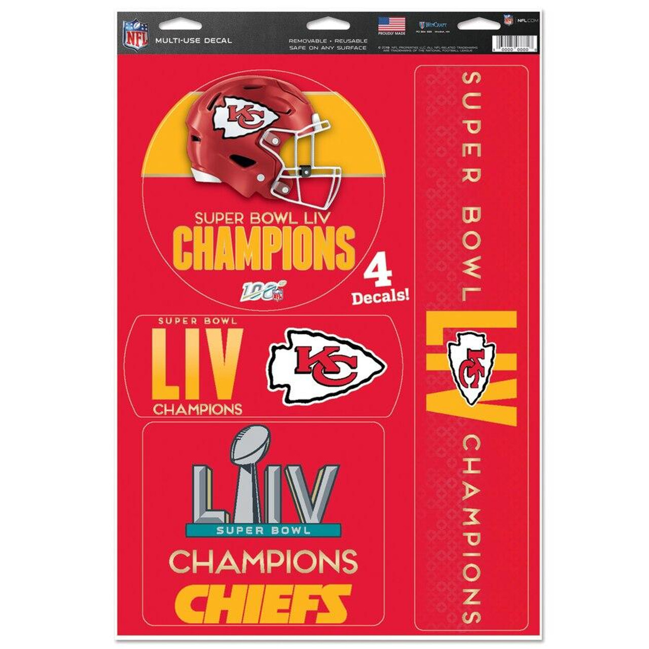 Kansas City Chiefs Super Bowl LIV Champions Multi Use Decals