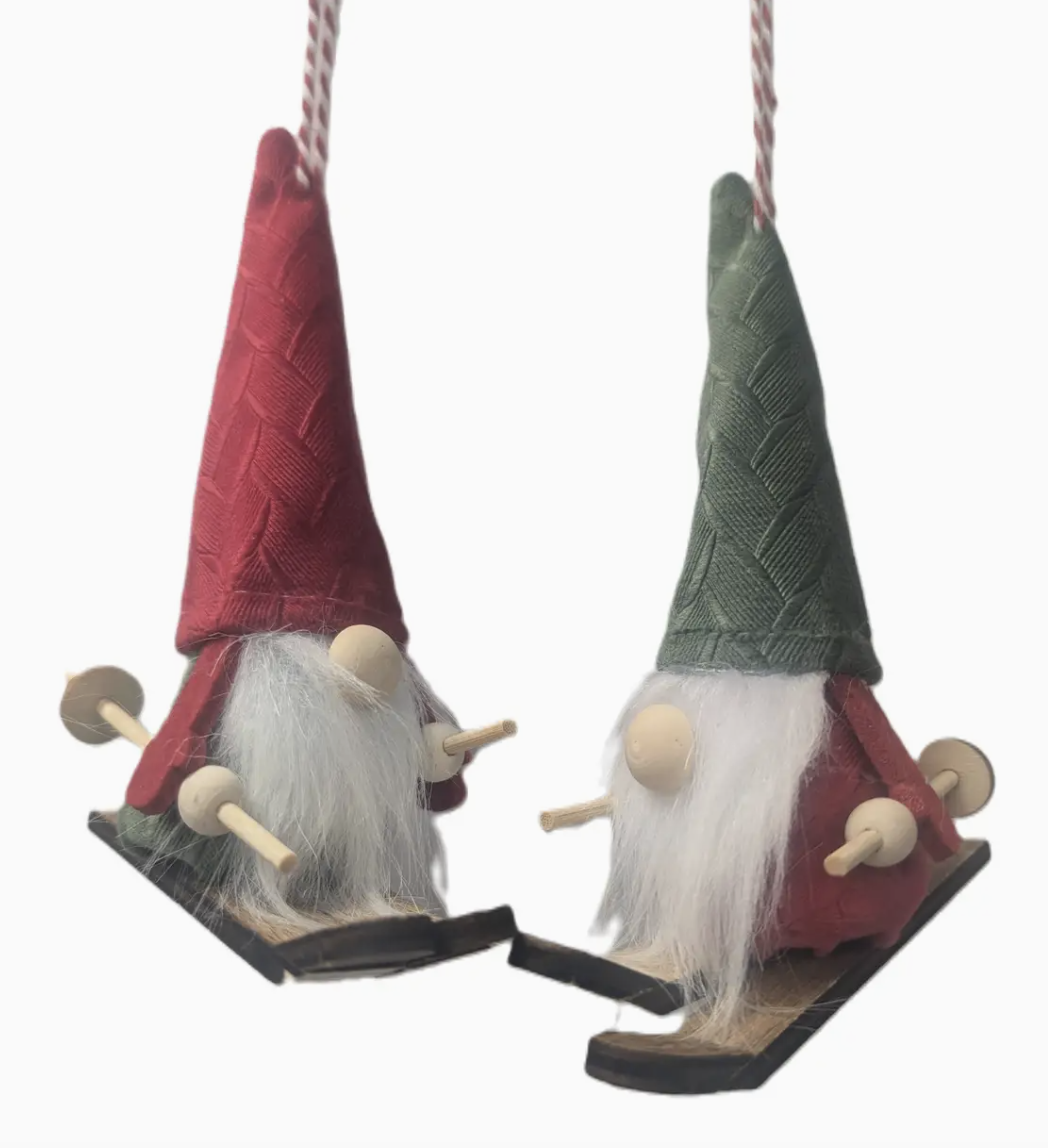 Skiing Gnome Felt Ornament
