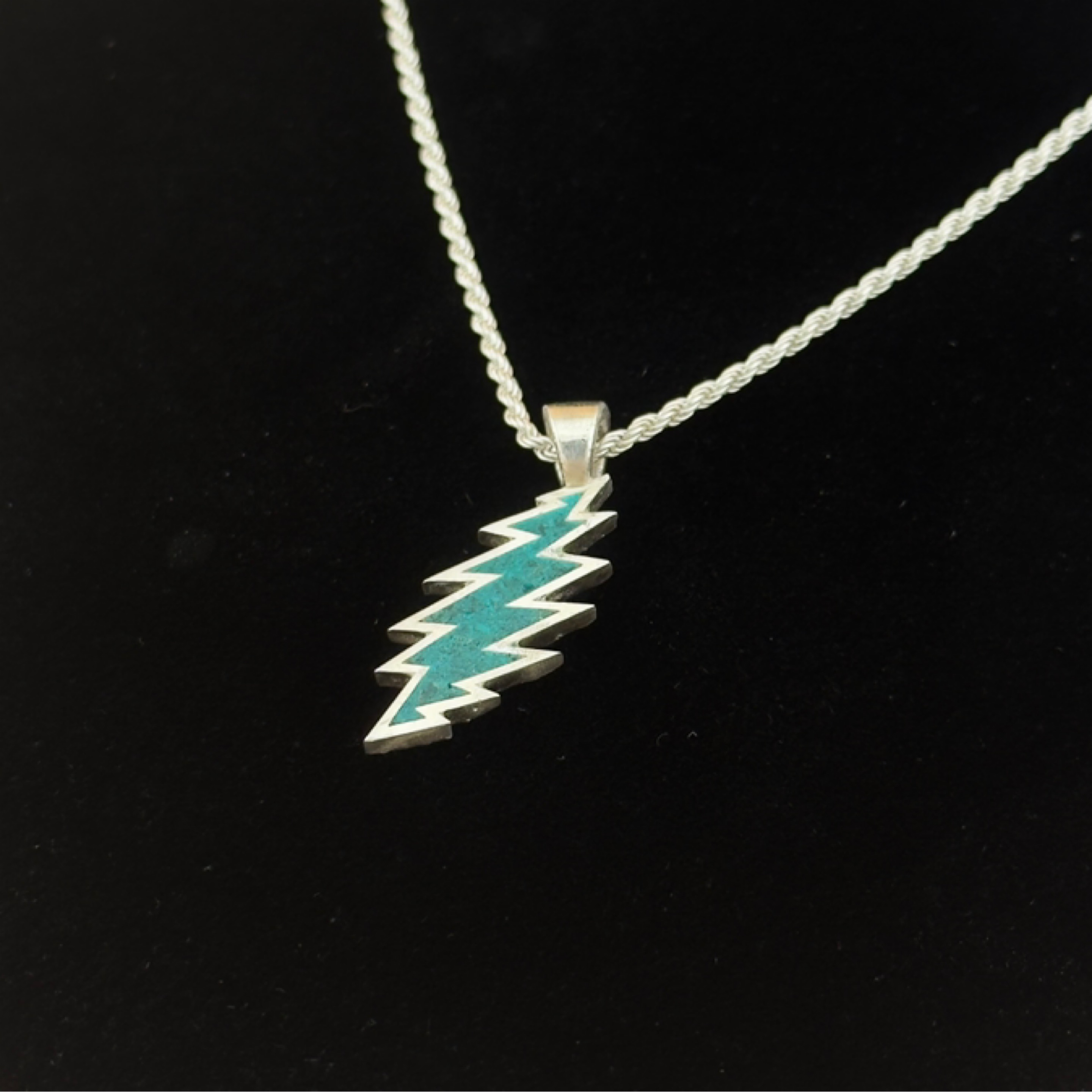 13-Point Lightning Bolt Pendant – Malachite, 925 Sterling Silver