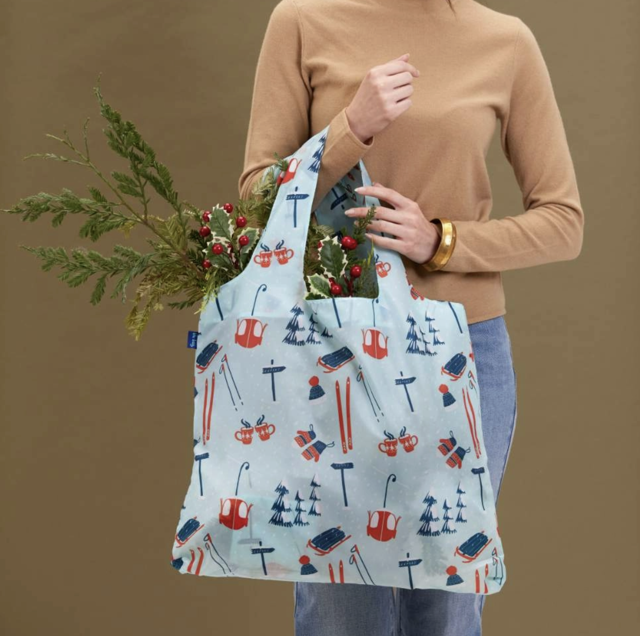 Ski Vacation Blu Bag Reusable Shopper Tote