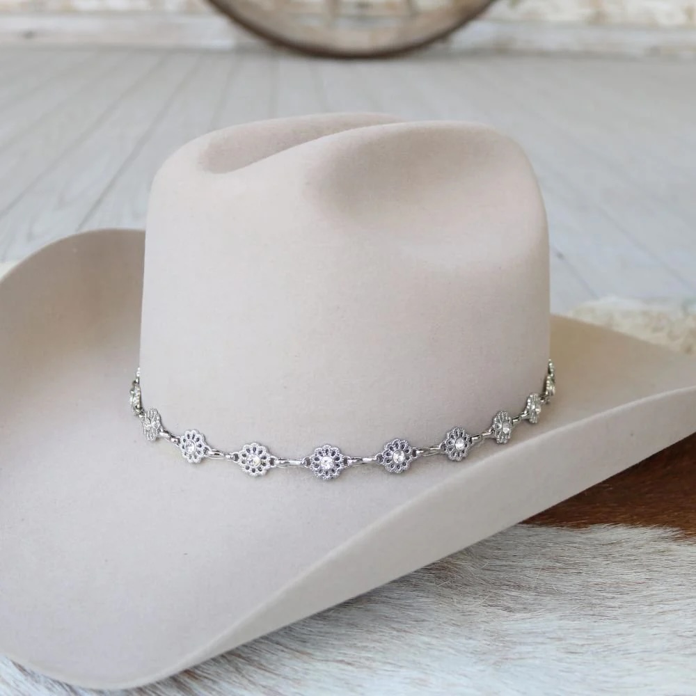 Willow - Silver Dainty Wildflower Chain Hat Band