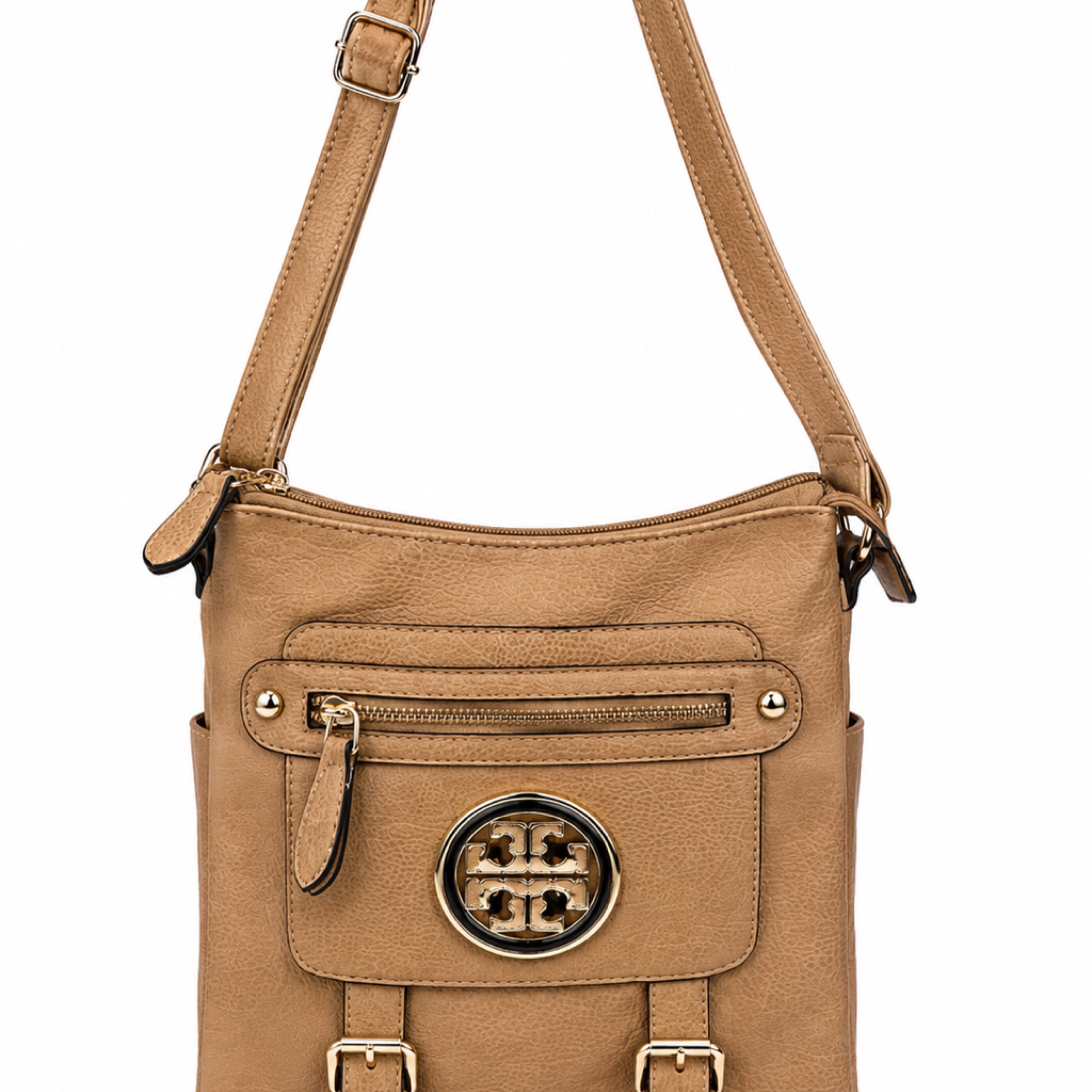 Tan Faux Leather Crossbody Purse