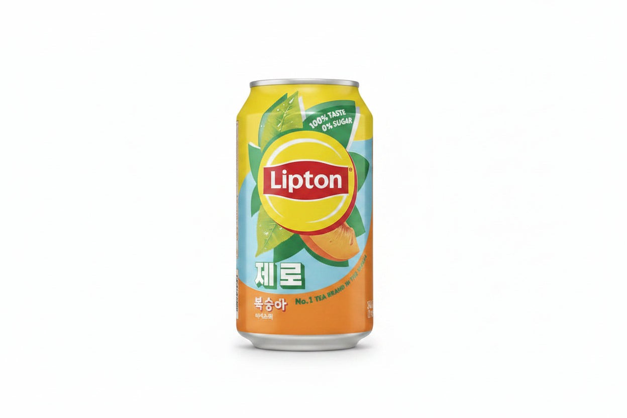 Lipton Korea Peach Ice Tea Zero Sugar 12oz Can 12 Pack