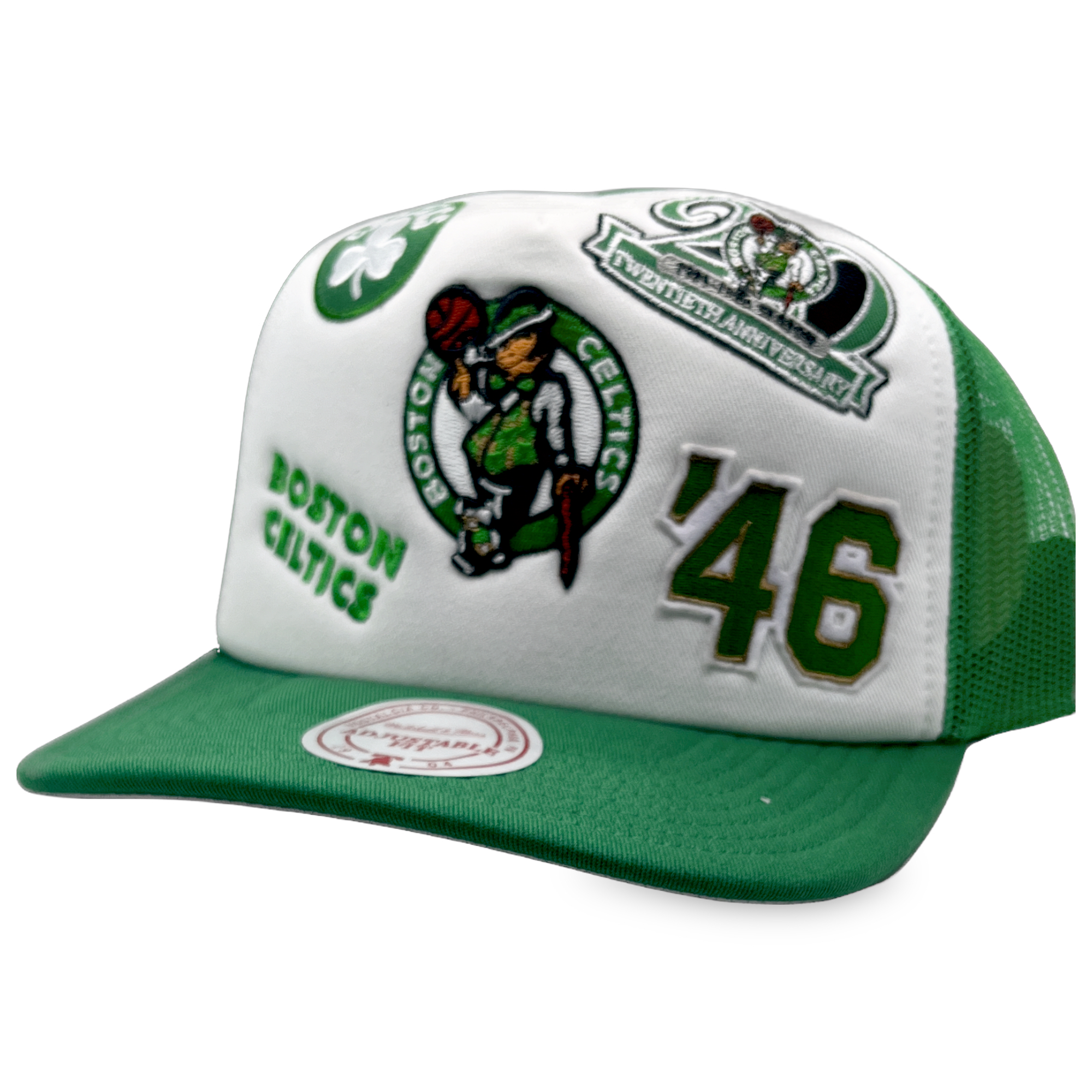 Boston Celtics Retro Mitchell and Ness Gridlock Trucker Snapback Hat