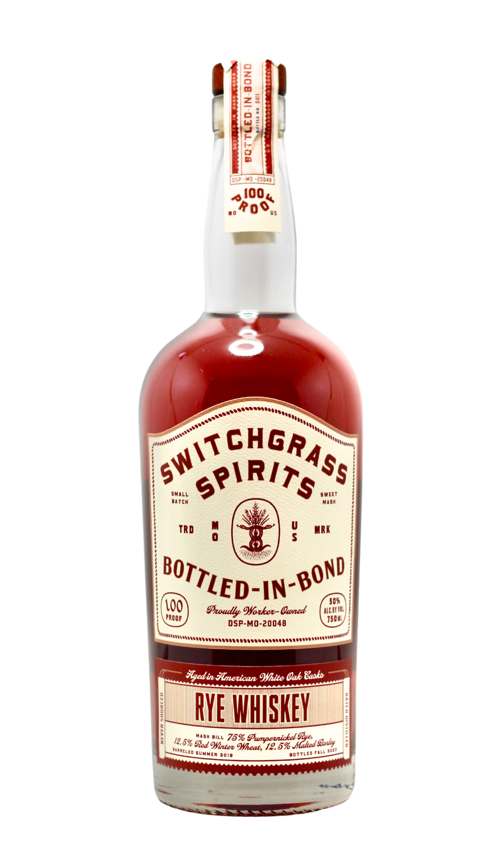 Switchgrass Rye Whiskey Bottle In Bond