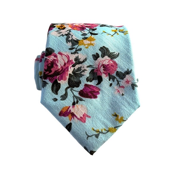 150 X 6 Cm Teal Pink Olive Floral Cotton Tie