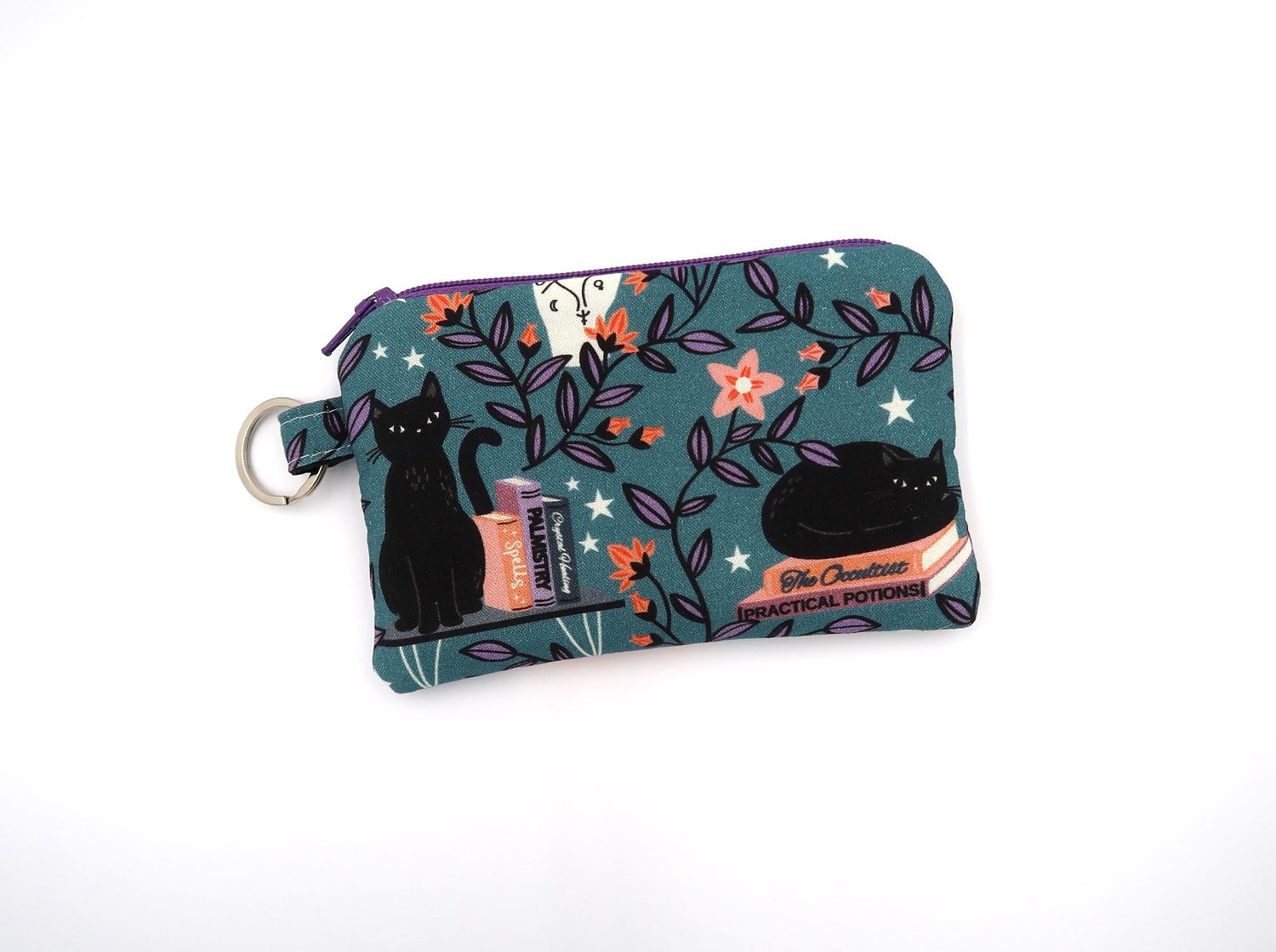 Keychain Pouch – Spellbound Black Cats – handmade keychain pouch