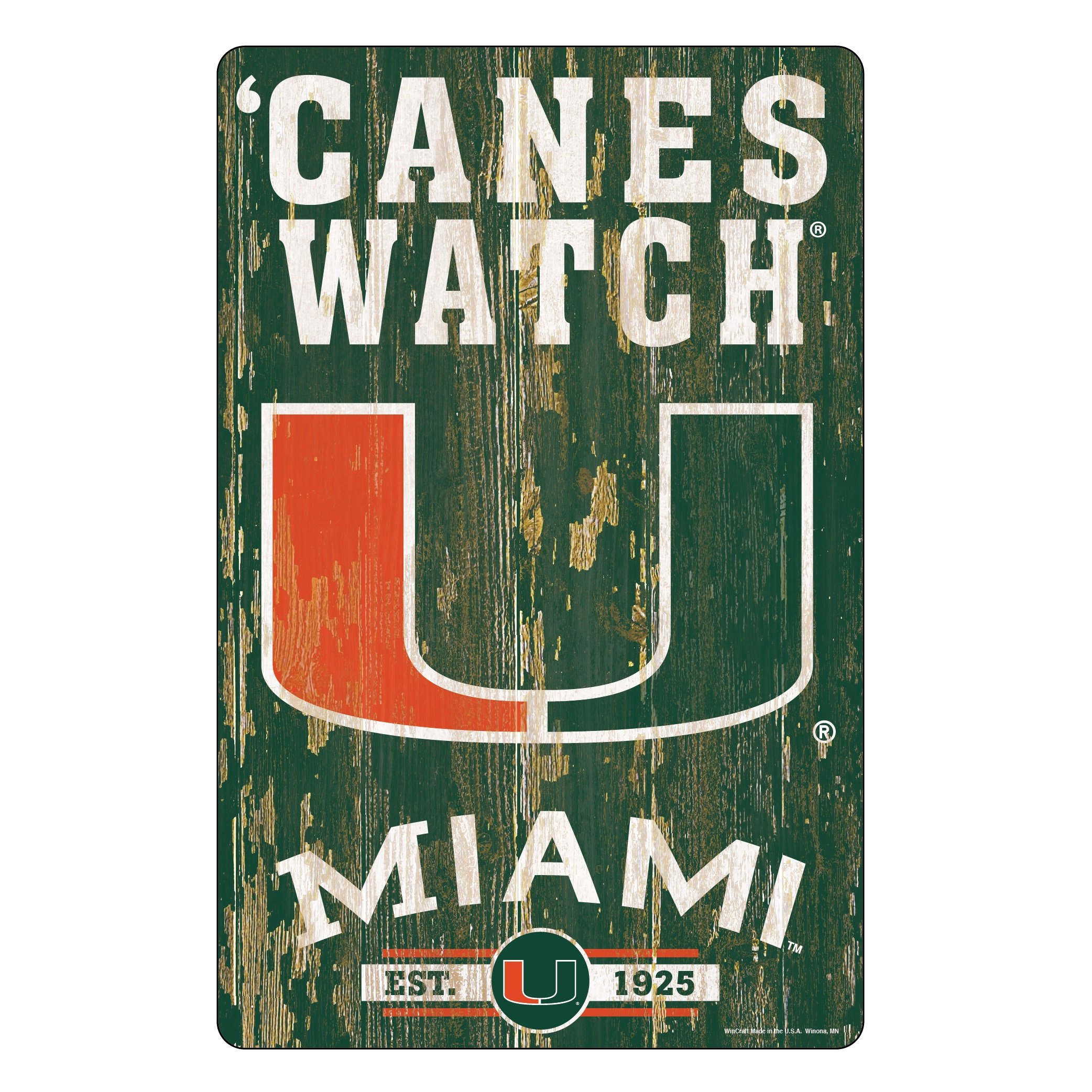 Miami Hurricanes Wood Slogan Sign 11x17"