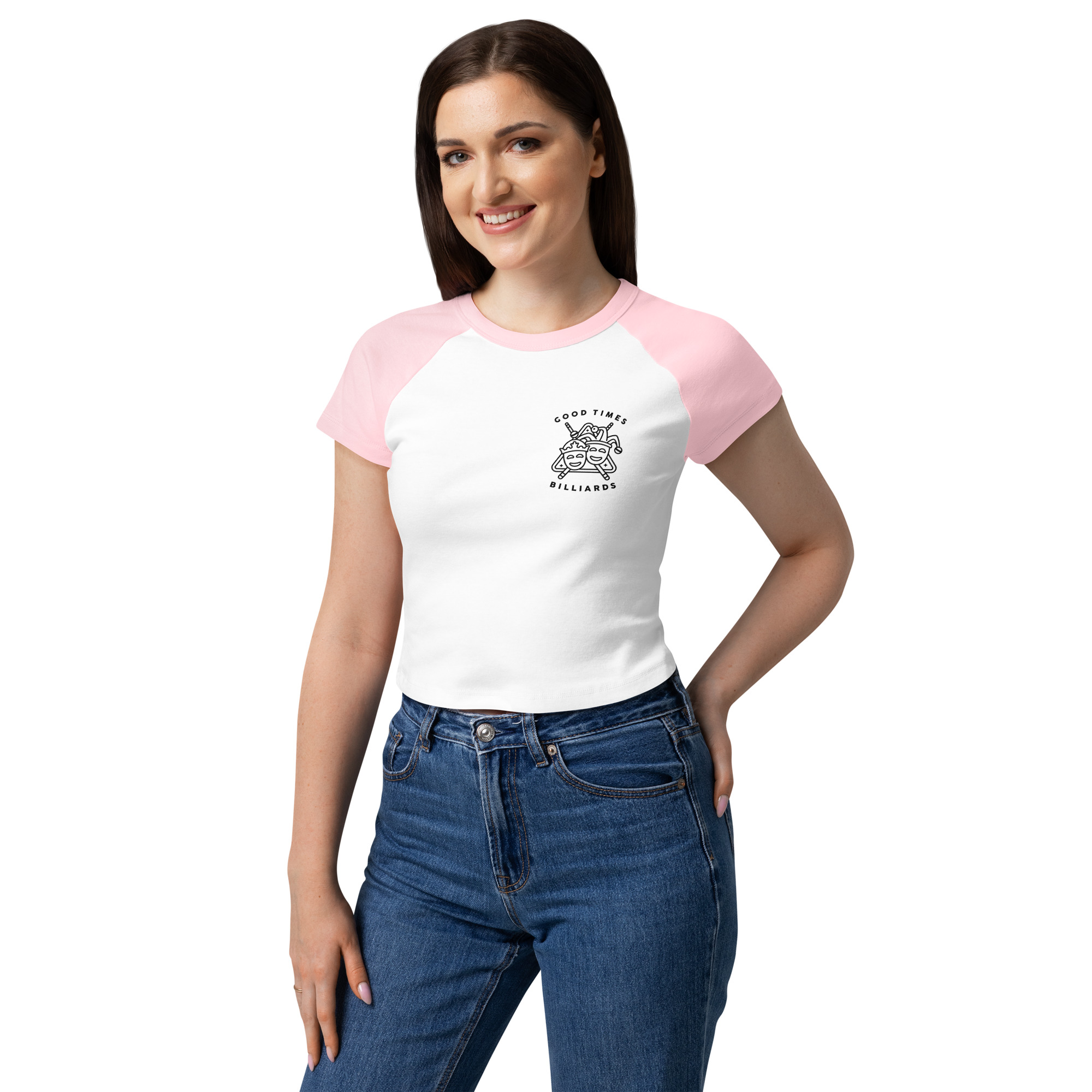 In My Pool Hall Era Women’s Baby Tee – Retro Billiards Graphic Shirt | Good Times Billiards | Bella + Canvas 1201 thumbnail 4