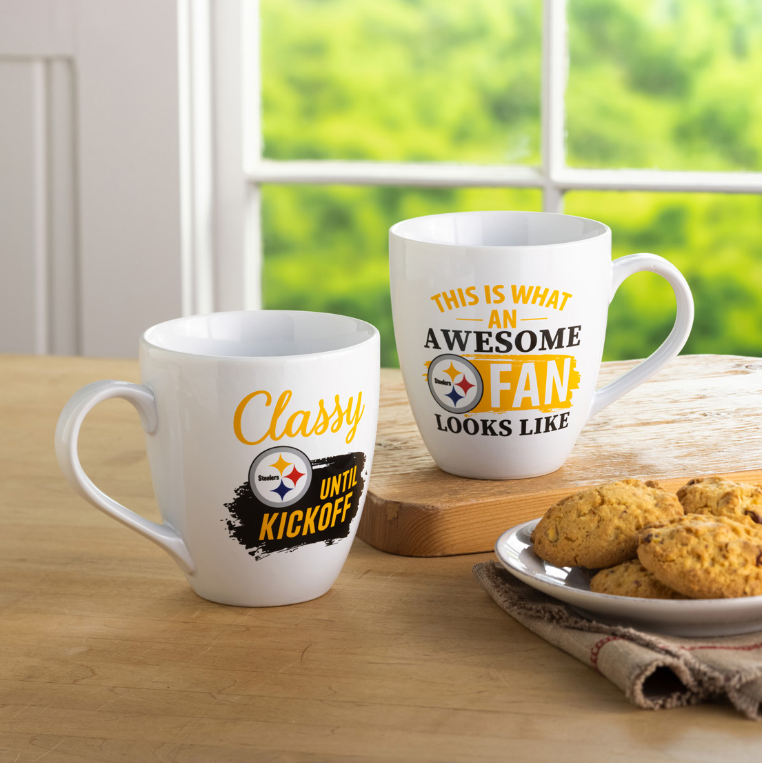 Pittsburgh Steelers Ceramic Coffee Mug Set with Box 17oz Each