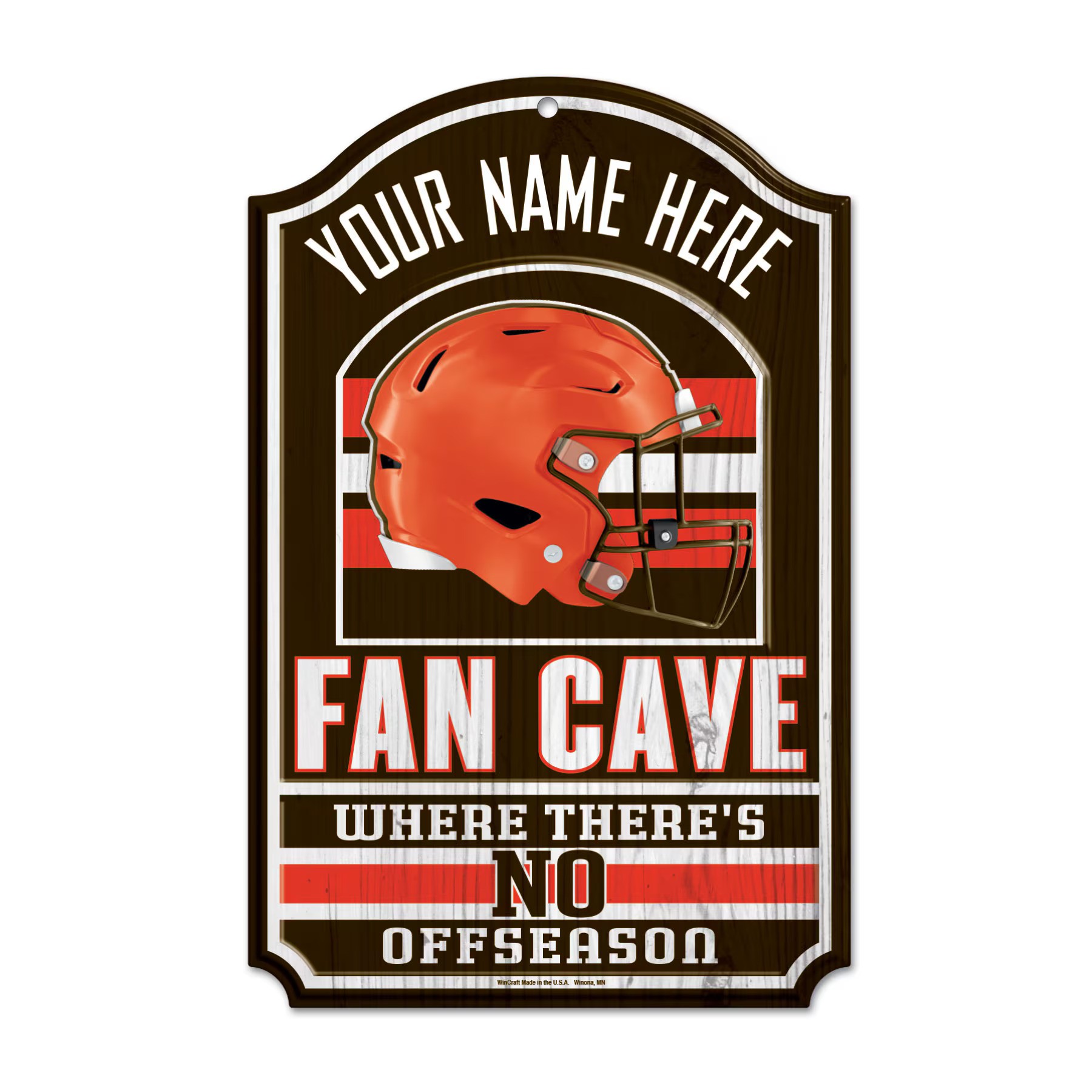 Cleveland Browns Wood Fan Cave Sign 11x17"