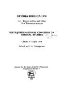 Cover of Studia Biblica, 1978 III: Papers on Paul and Other New Testament Authors