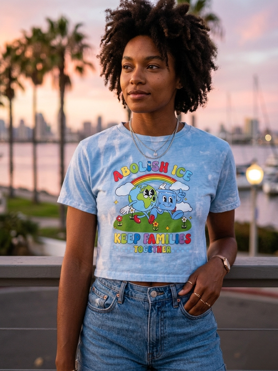 Families First Crop Top (Powder Blue Acid Wash)