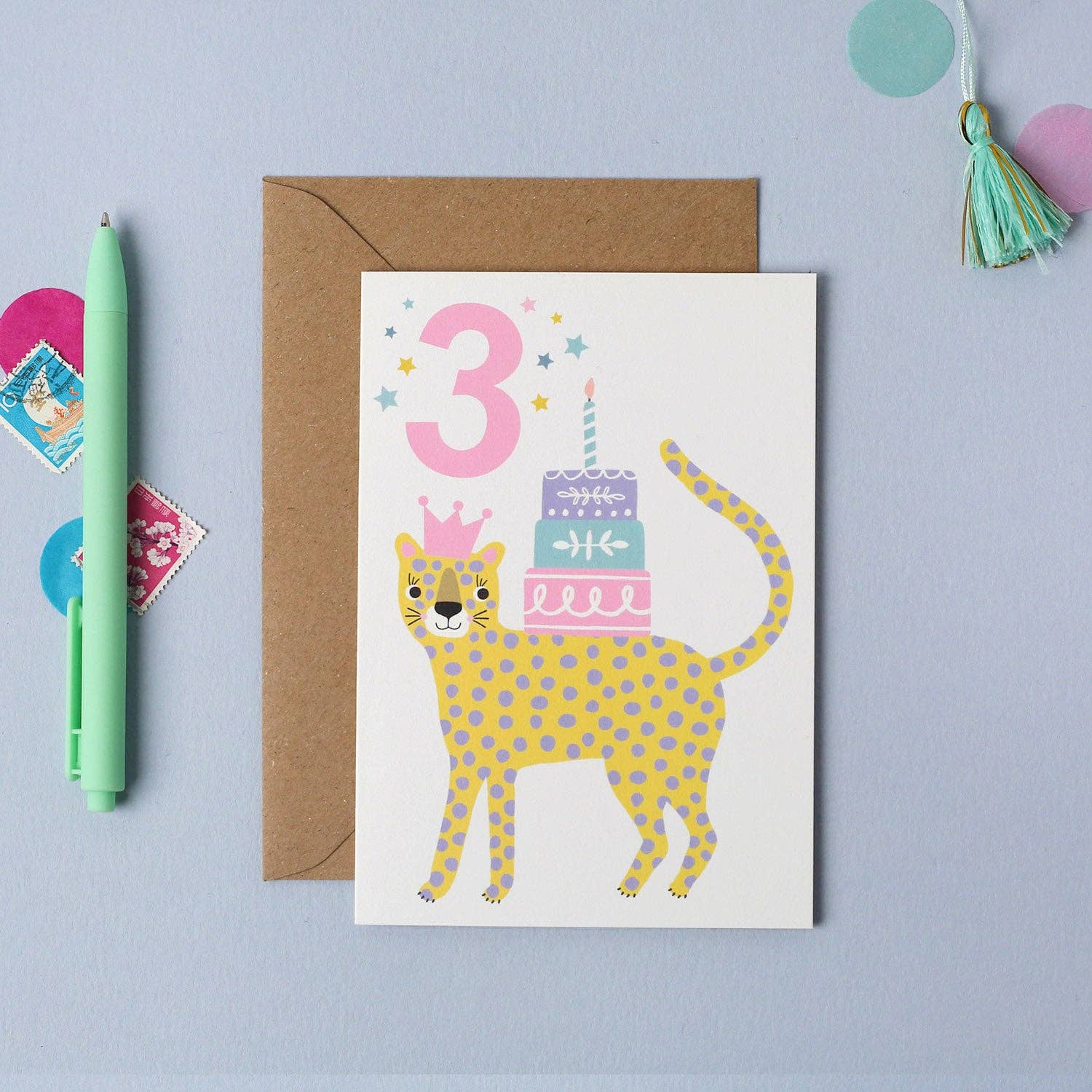 Leopard Age 3 Children's Card