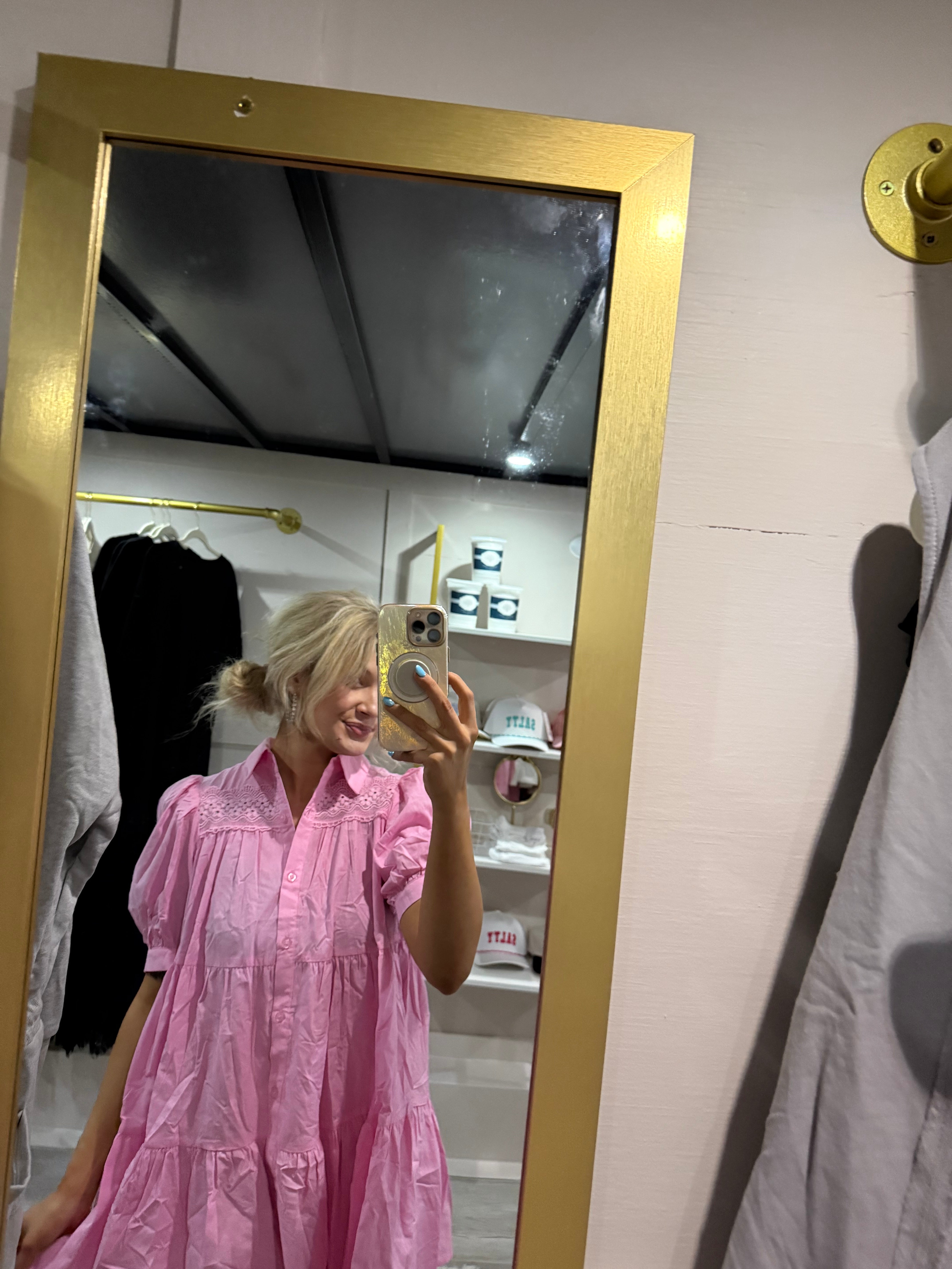Pink Lace Trim Dress