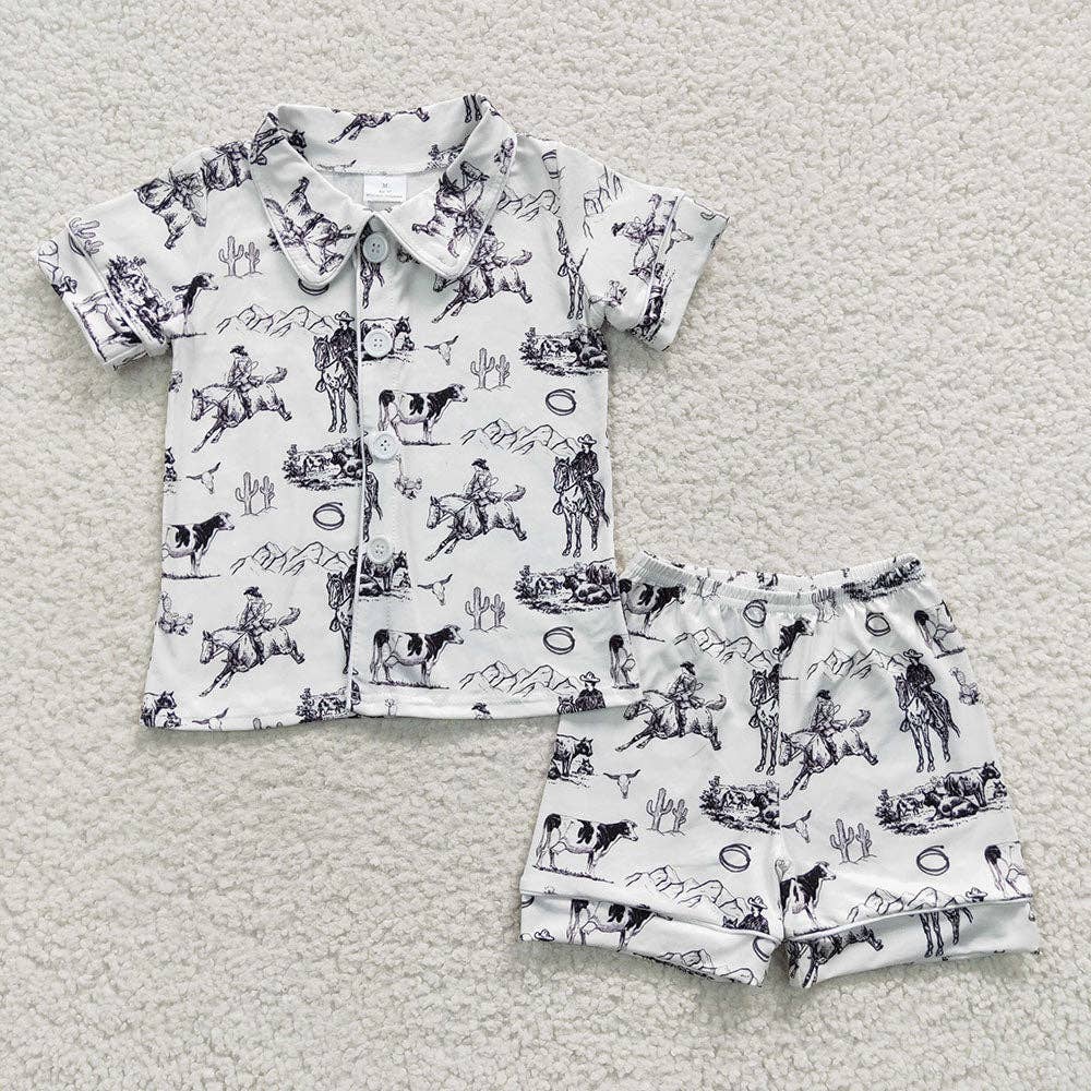 White Western Short Pajamas Set