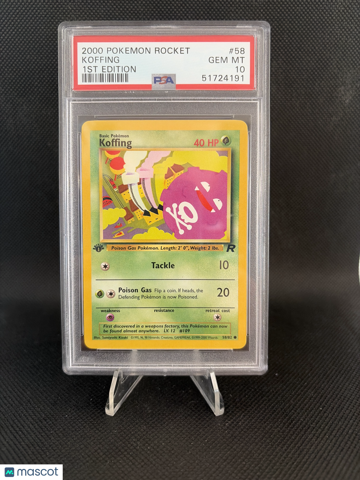 2000 Pokemon Rocket Koffing 1st Edition PSA 10 #58