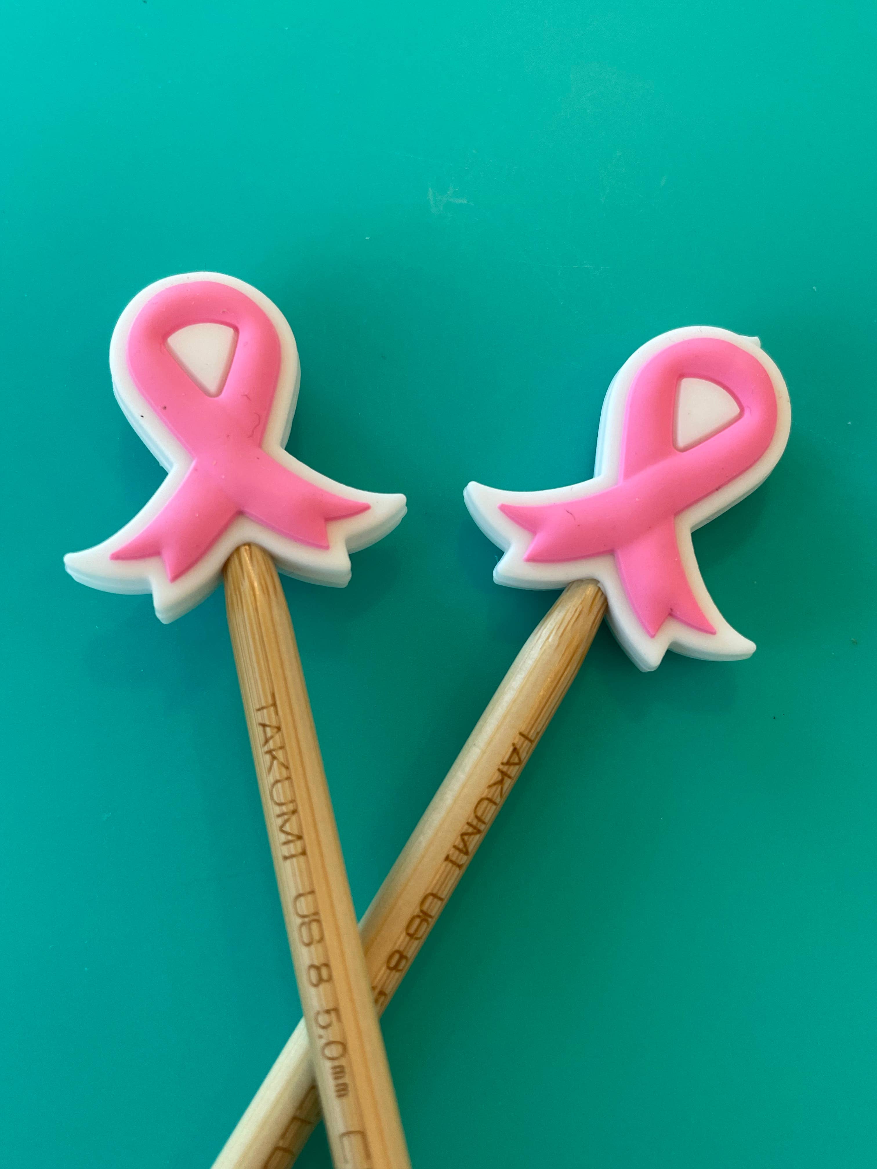Knitting Needle Point Protector Pink Cancer Awareness Ribbon