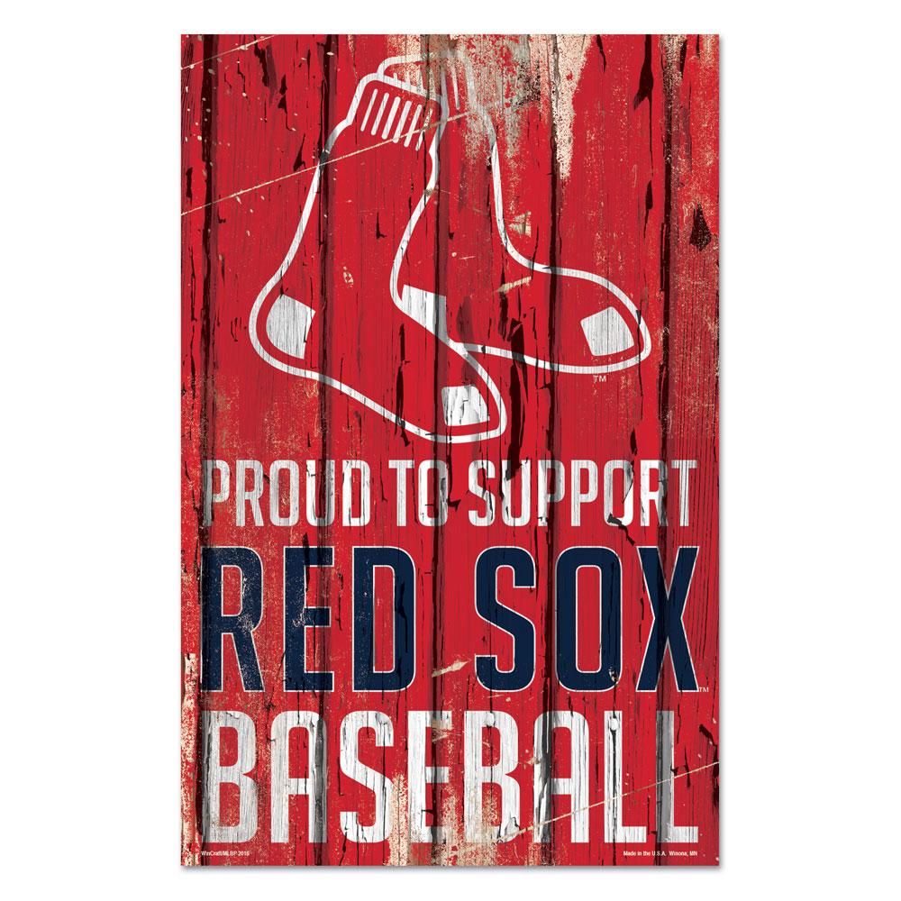 Boston Red Sox Proud to Support Wooden Sign 11x17"